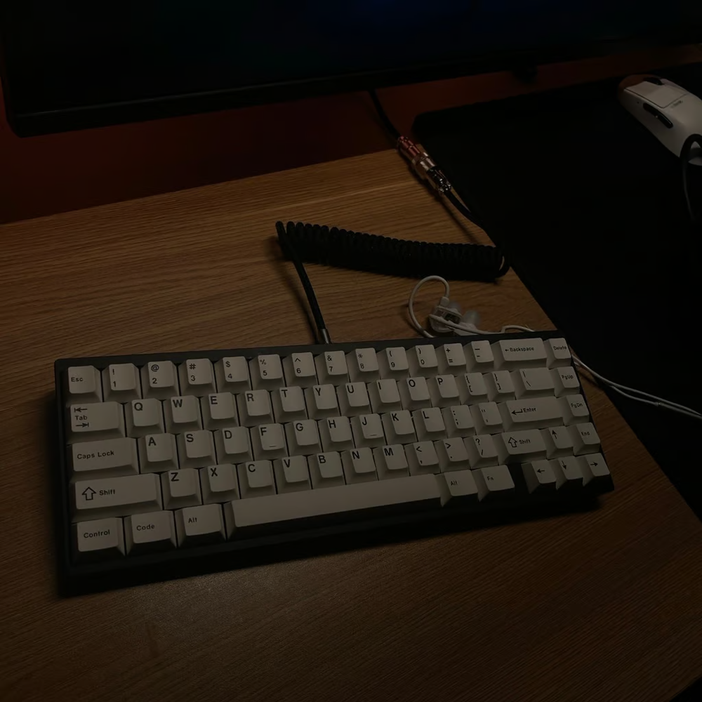 Neo65 Mechanical Keyboard in Black and White with Black Reflective Weight - Wired