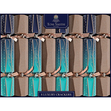 8" Tom Smith Blue & Gold Celebrate Luxury Christmas Party Crackers - 8 Pc.