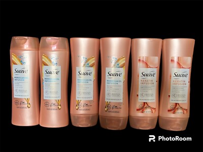 6 Suave Moroccan Shampoo & Conditioner & Keratin Infusion Conditioner