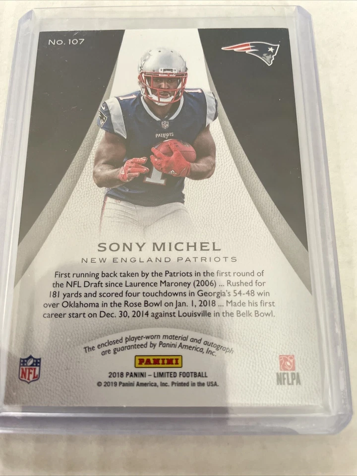 SONY MICHEL 2018 PANINI LIMITED 2 COLOR PATCH ON CARD AUTO #/75 PATRIOTS - Image 4 of 4