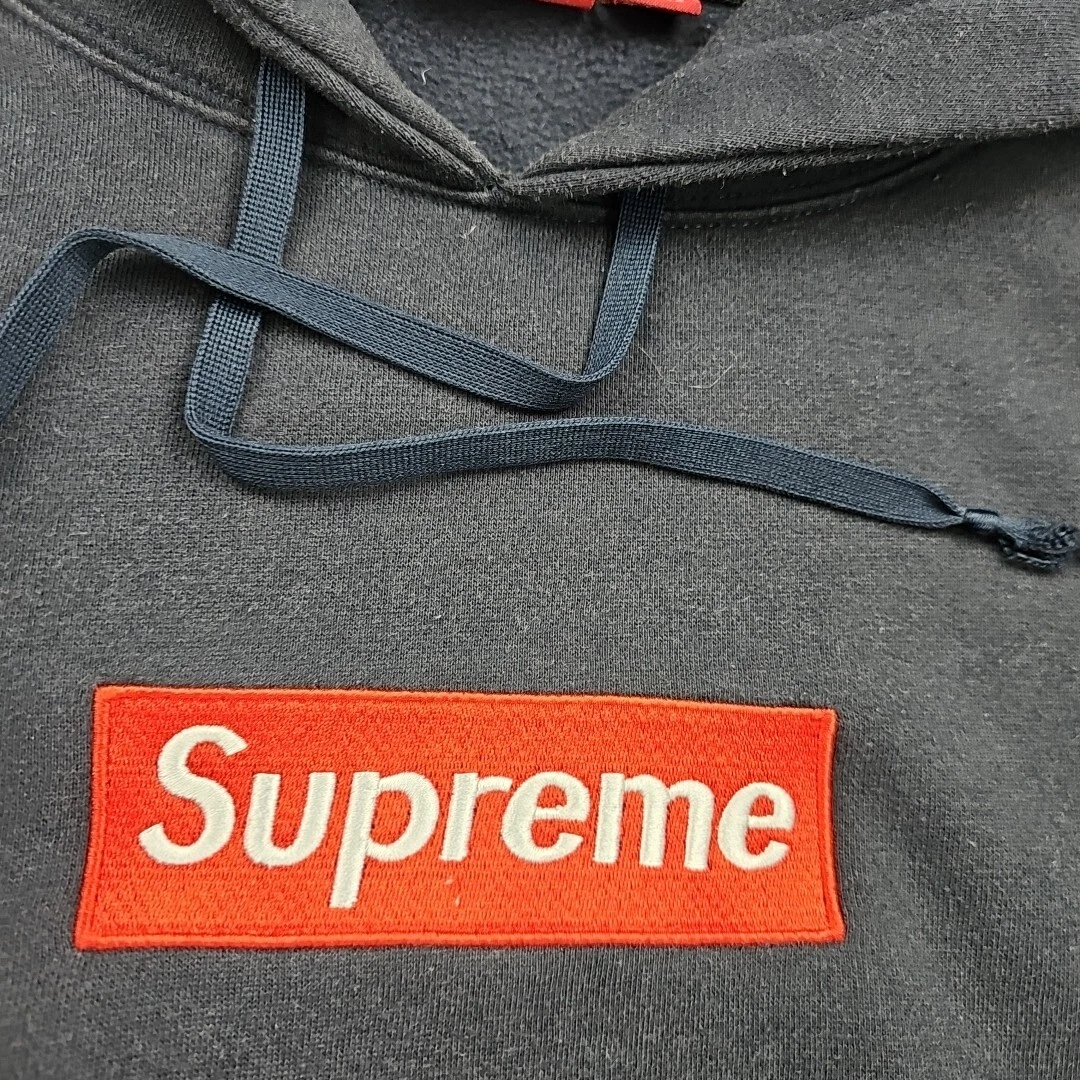 Felpa con cappuccio Supreme Box logo blu navy con logo rosso taglia XL pullover rosso Newyork Canada