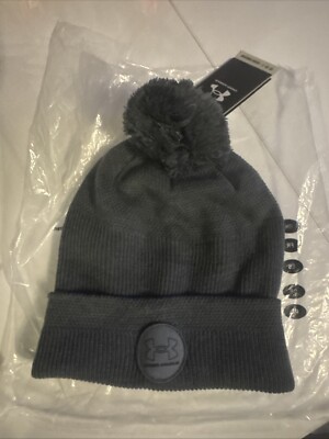 Under Armour ColdGear Infrared Driver Pom Bobble Beanie Grau Neu