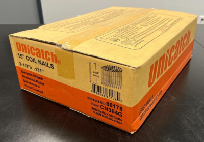 UNICATCH 80178 2-1/2''X.131 Wire Coil Nail, Smooth/Galv., Blunt Diamond Pt, 4M/Cs