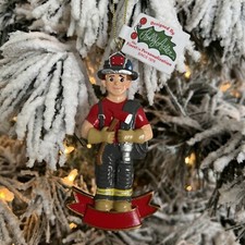 New Kurt Adler 4.5" Fireman Christmas Ornament - Personalize