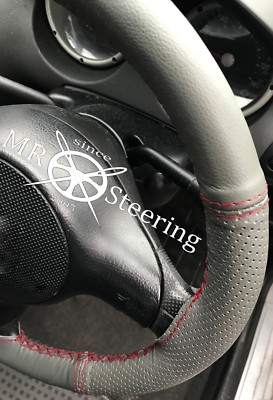 Für VW Scirocco MK2 Grau Zweifarbig Leder Lenkrad Abdeckung Dunkelrot Stich