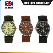 Military Army Mens Date Canvas Strap Analog Quartz Sport Wrist Watch Gift UK