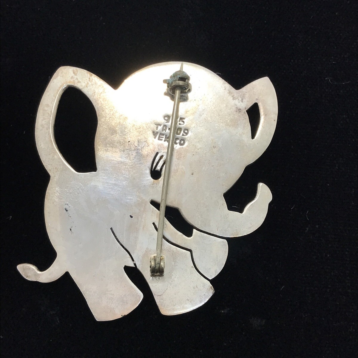 Vintage 925 Sterling Silver TA-109 Mexico Baby Elephant Brooch Pin