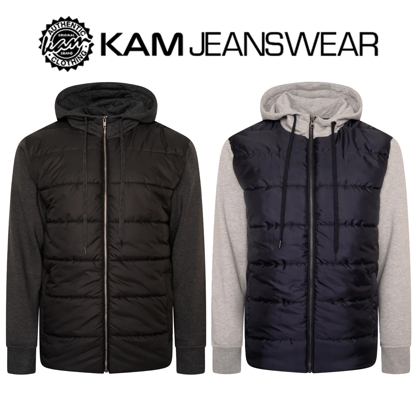 Men's Puffer Jacket Plus Size Hooded Winter Coat with Jersey Sleeve, 2XL to 8XL
Opens in a new windo