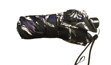 Vera Bradley Frosted Floral automatic mini umbrella- black purple strap cover