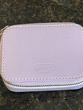 COACH Triple Pill Case Purple Leather With White Trim
