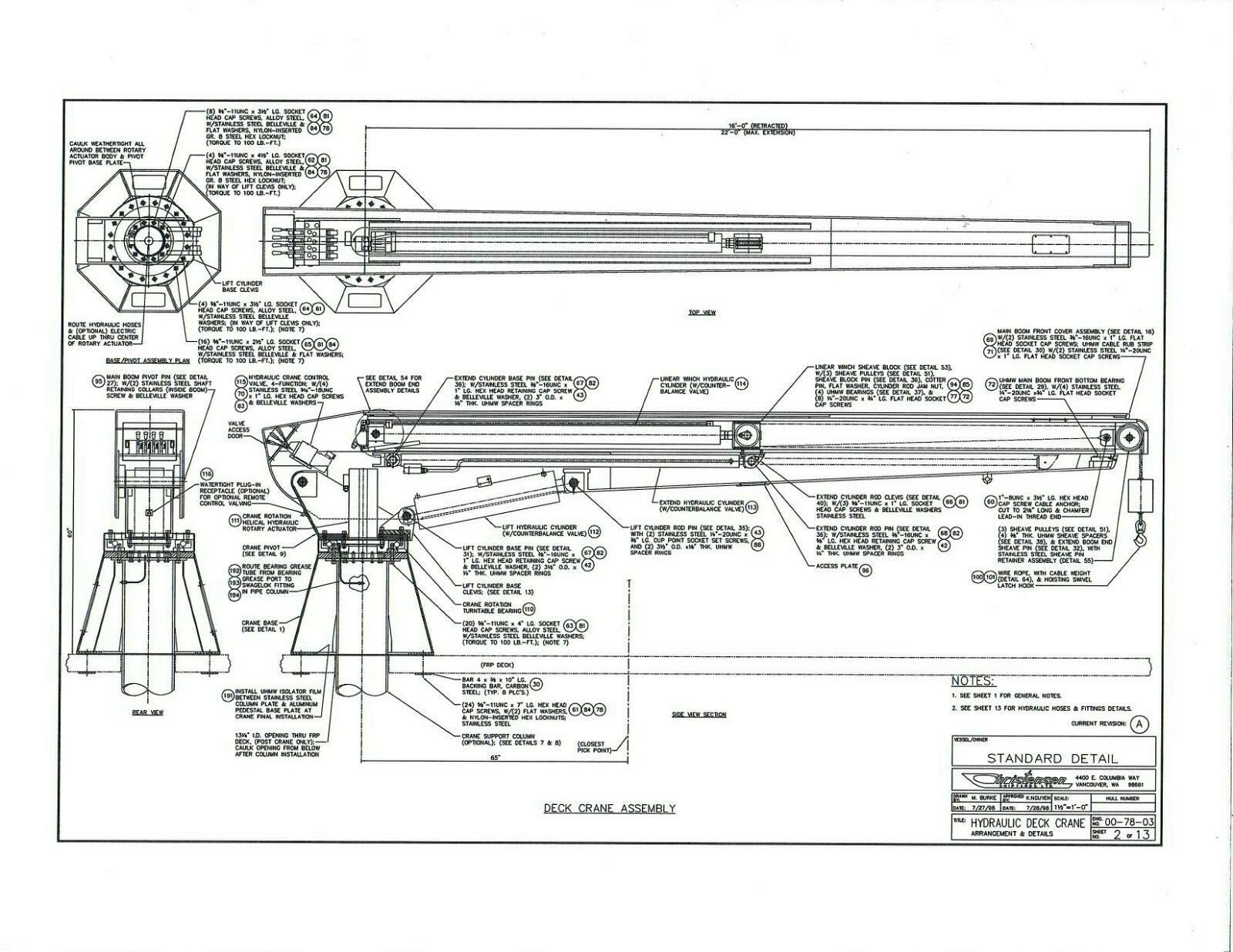 MarQuipt SWL 3000, Davit, 3000lb Capacity Deck Crane eBay