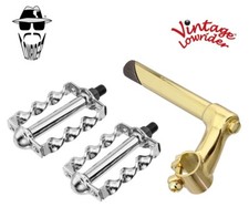 Vintage Lowrider Stem Classic 22.2 Gold Pedals 2-Turn Flat Twisted 1/2" Chrome