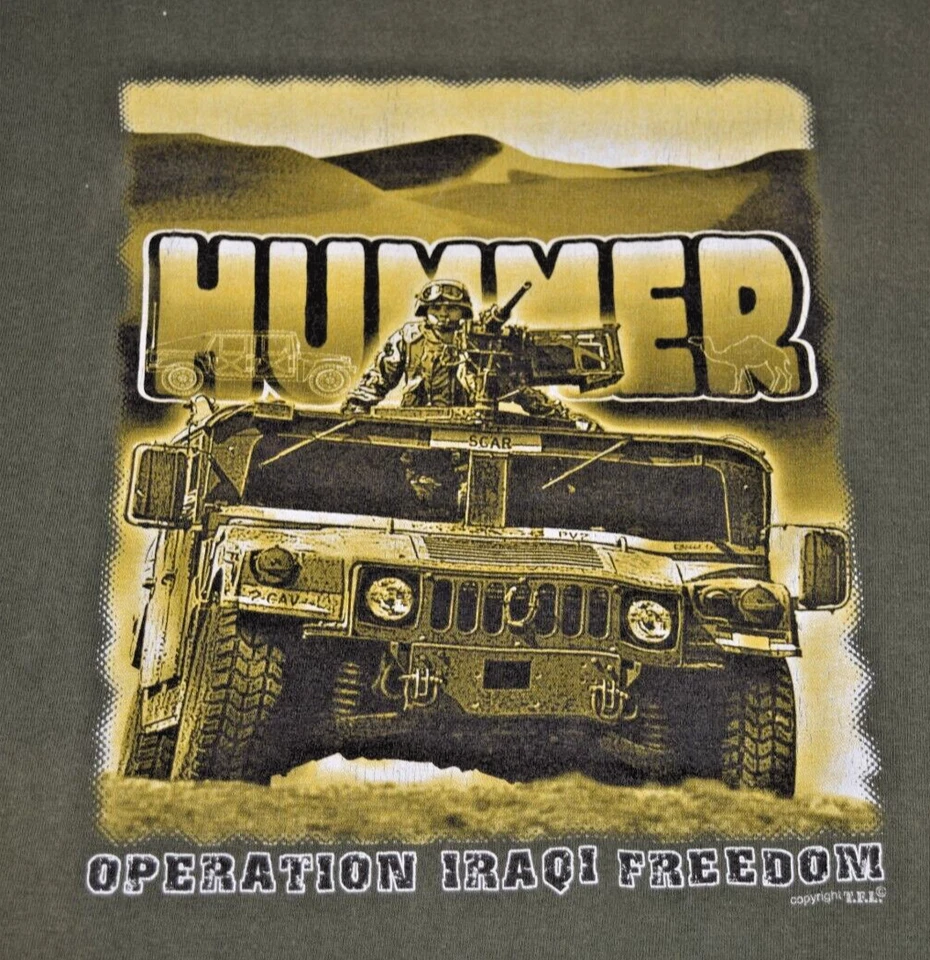 Camiseta De Colección Yunque Talla XL 2003 Verde Militar Operación Hummer Libertad Iraquí Foto 2 de 4