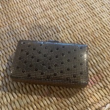 Whiting And Davis Goldtone Evening Bag Clutch Amber Gems