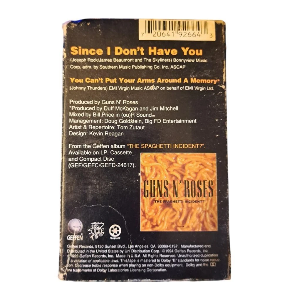 2 Guns N Roses Rock Cassette Lot Vintage Tape 90s Rock Music Album & SIngle - Image 4 of 4