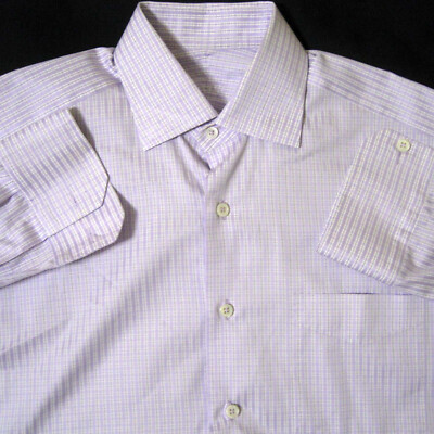 ALUMO   Levey - Finest Swiss Cotton - Lavender Stripe - 40'' X 33'' M Medium Shirt