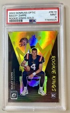 Bailey Zappe 2022 Donruss Optic /10 Rookie Kings Gold Prizm RC Jersey # Match