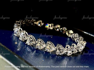 6Ct Heart Cut Lab Created Diamond Women Tennis Bracelet 14K White Gold Plated