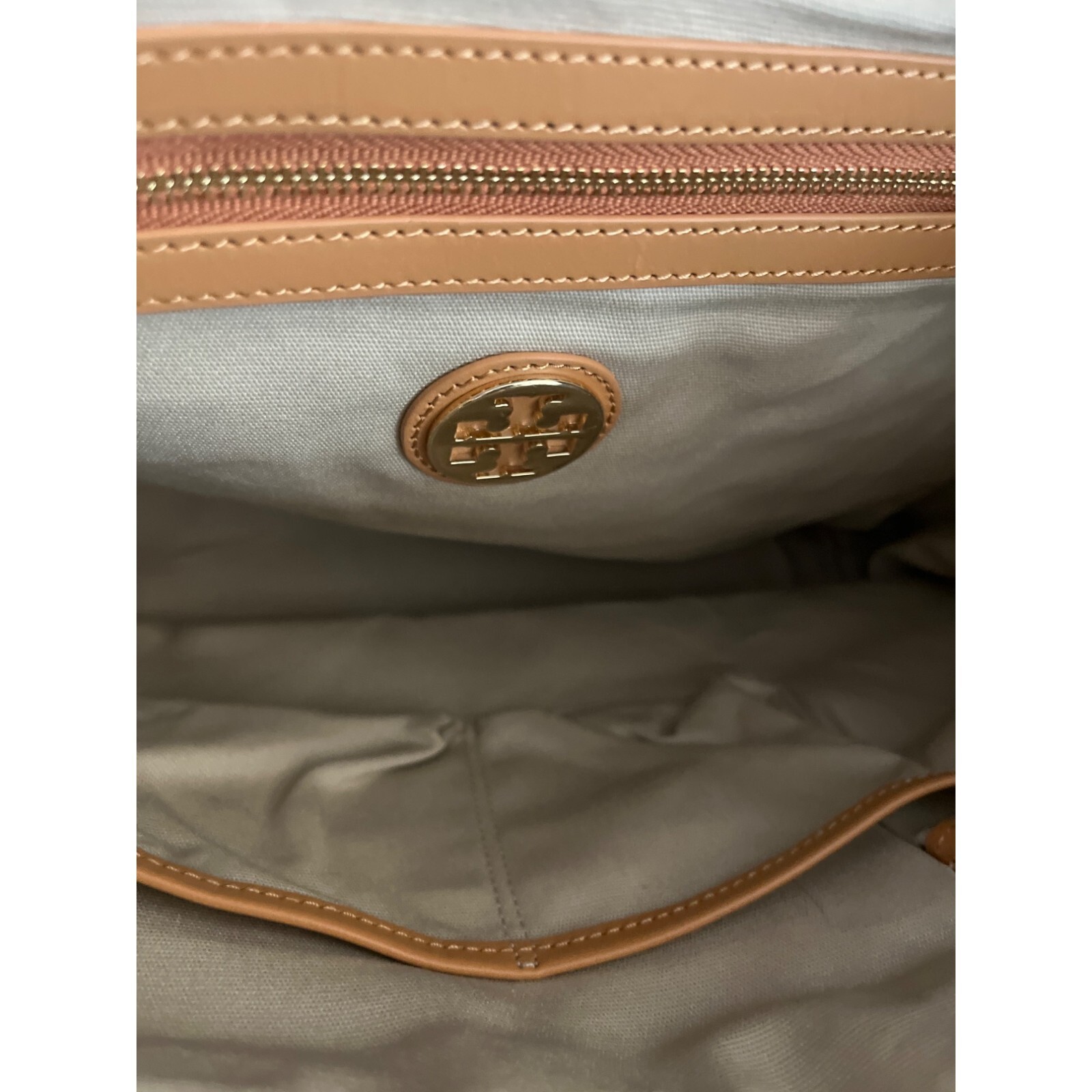 TORY BURCH Jaden Canvas Leather Tote Shoulder Bag Gem