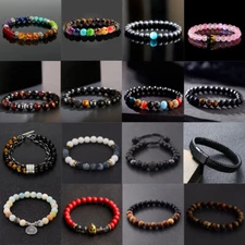 7 Chakra Healing Tiger Eye Natural Stone Yoga Energy Beads Bracelet Jewelry Hot