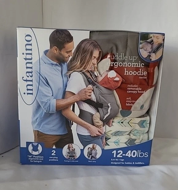 Cuddle-up Ergonomic Hoodie Baby Carrier, 2-Position, 12-40lb, Fox.