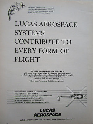 10/1973 PUB LUCAS AEROSPACE FUEL ELECTRONIC ENGINE CONTROL SYSTEMS ORIGINAL AD