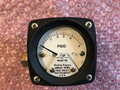 #ad MID WEST INSTRUMENTS DIFFERENTIAL PRESSURE GAUGE MODEL 120 *USEDquot; $120.00