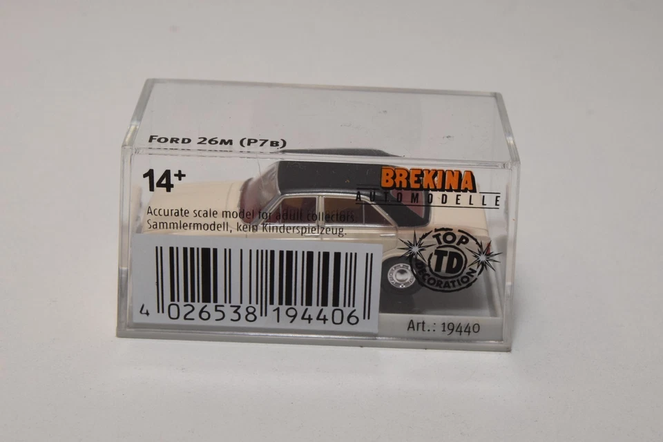 B8 1:87 BREKINA 19440 FORD TAUNUS 26M 26M P7B TETTO NERO CREMA NUOVO CON SCATOLA - Immagine 3 di 4