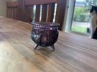 RARE VTG Degenhart Amethyst  Glass Gypsy Pot Cauldron Toothpick Holder