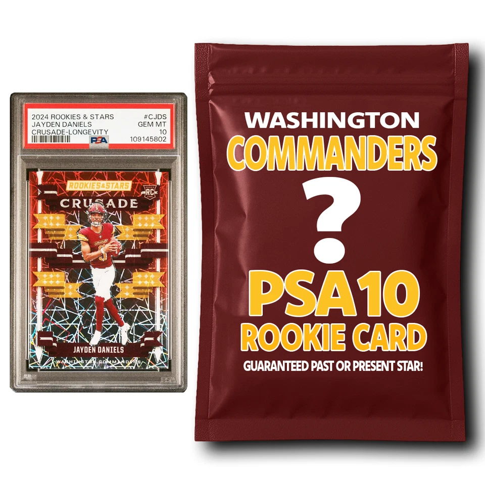 HOFSM.COM HALL OF FAME SPORTS MEMORABILIA Washington Commanders PSA 10 Graded Rookie Card Mystery Pack
