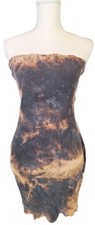 SHEIN Curve 2XL Ribknit Strapless Bleach Reverse Tie Dye BodyCon Mini Tube Dress