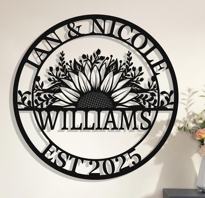 Personalized Wedding Metal Sign, Custom Last Name Wall Decor Gift