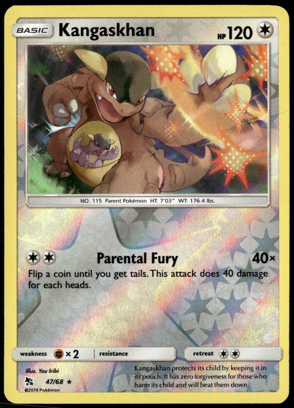 Kangaskhan Reverse Holo 47/68 Hidden Fates NM