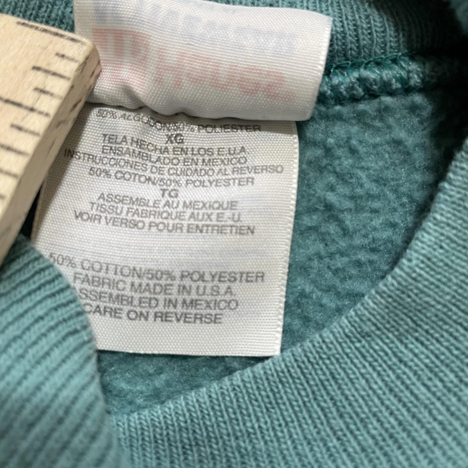 Vintage Monterey Bay Aquarium Sweatshirt Adult XL Teal Crewneck Puff Embossed - Image 4 of 4