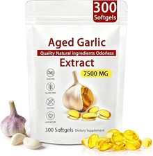 Odorless Garlic 7500mg Per Servings, 300 Softgels  2 Years Aged Garlic Extra...
