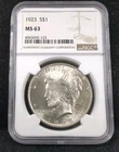 1923 P Peace Dollar NGC MS 63 UNCIRCULATED $1 Coin 6751
