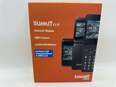 Boost Mobile Prepaid Flip Phone Summit Flip 8GB 5MP Dual 2.8  Display Quad-Core