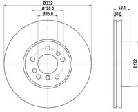 Hella Bremsscheiben Set Vorne 50321PRO_HC 332Mm X 30Mm 05/08 X 120Mm For BMW X5