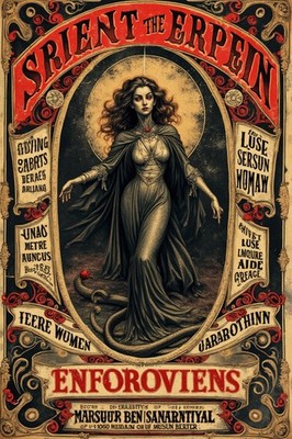 16622.Wall Decor Poster.Interior Art.Circus Freakshow Monster Snake Goddess