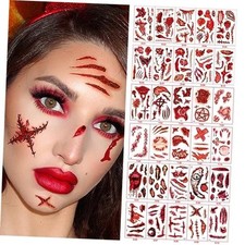 Fake Scars Halloween Temporary Tattoos Face Fake Blood Makeup Fake Scars Cuts,