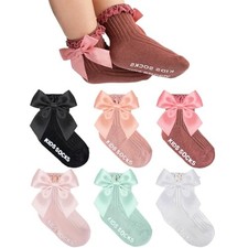 6 Pairs Baby Girl Ruffle 6-12 Months Black,white,burgundy,pink,green,peach