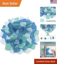 Sea Glass for Crafts - 14oz Blue Mixed Frosted Seaglass Pieces