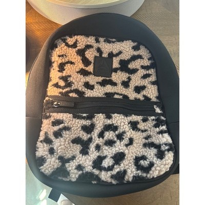 Reebok Mini Backpack Leopard Print Sherpa Fleece Black Neoprene Small Bag