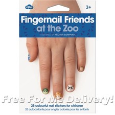 FINGERNAIL FRIENDS - 25 Zoo Animal Face Kids Nail Stickers  FREE DELIVERY 