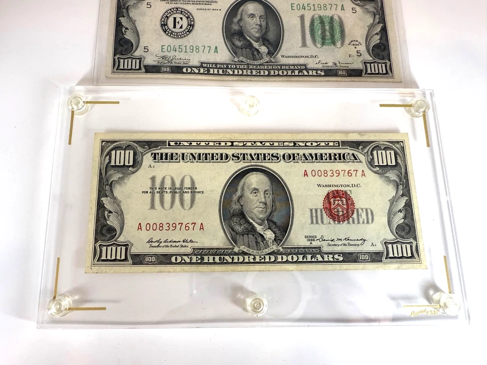2- High Grade $100 Bills Series 1934 B, 1966 A Red Seal - Image 2 of 4