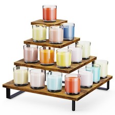 4 Tier Riser Stand, Wooden Display Stands, Farmers Market Rack, Vendor Shelve...