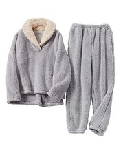 Women's Fluffy Loungewear Sleepwear Lounge Casual Pajamas Sets Medium 01grey