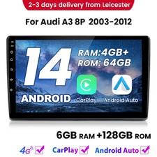 Android 14 Carplay For Audi A3 8P 2003-2013 GPS SAT NAV Car Radio Stereo 6+128GB