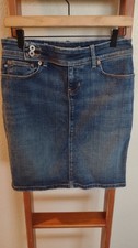 Vtg Polo Jeans Co. Ralph Lauren Blue Denim Stretch Knee Length Pencil Skirt 28