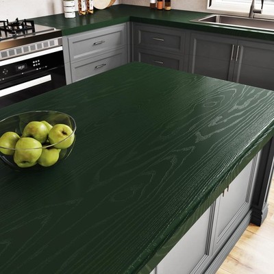 Wallercity Blackish-Green Wood Grain Contact Paper for Cabinets Dark Green Te...